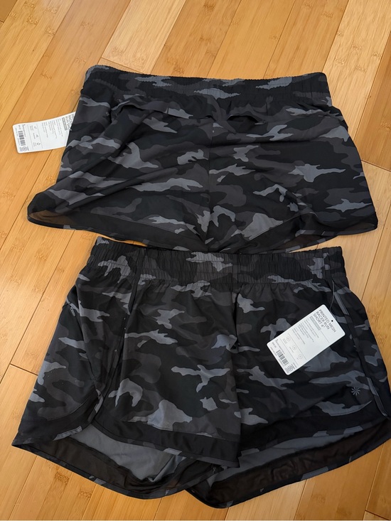 Athleta Pants - Athleta Printed Mesh Racer Run Short Black & Gray Camo - 2 Pairs NWTs